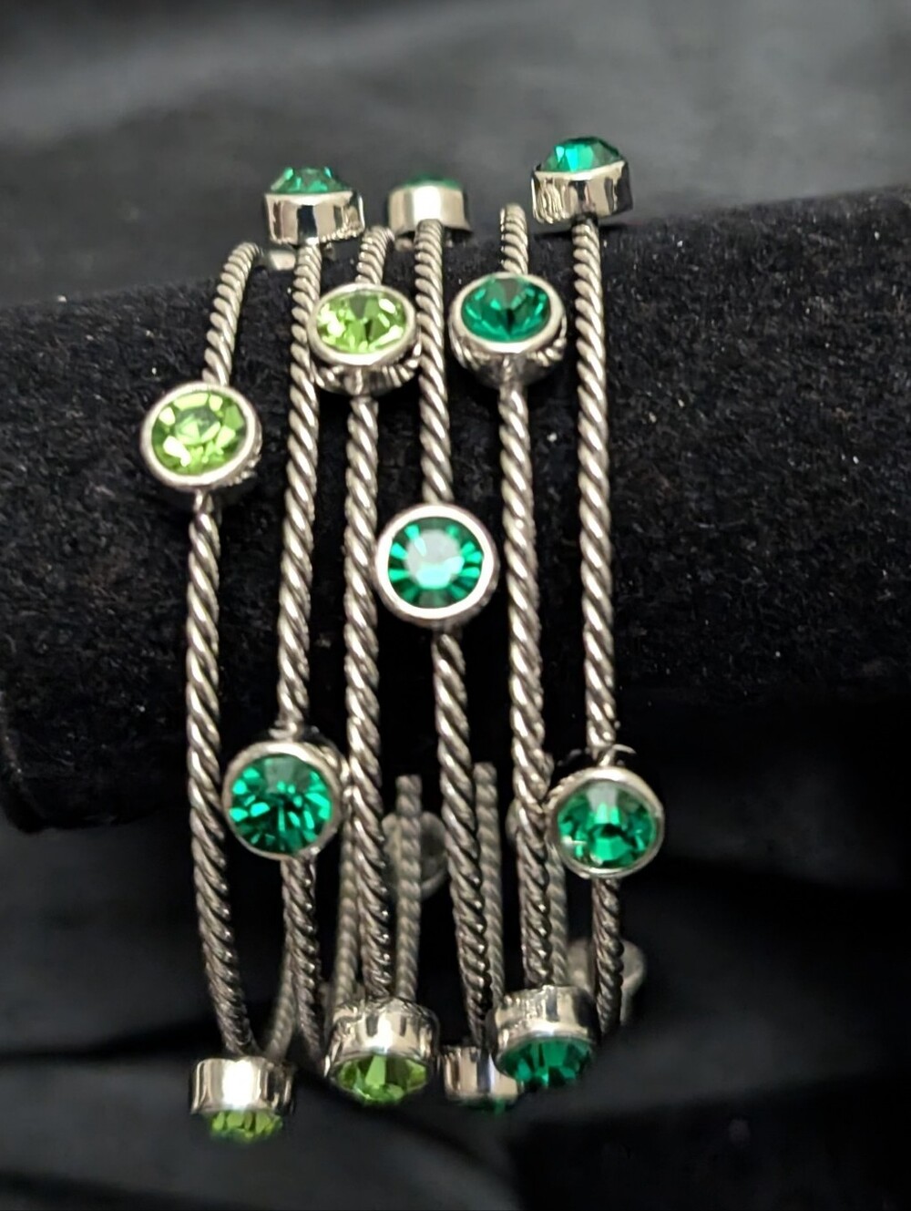 #41. Vintage Set Of 6 Bangles With Teal &  Green Stones
